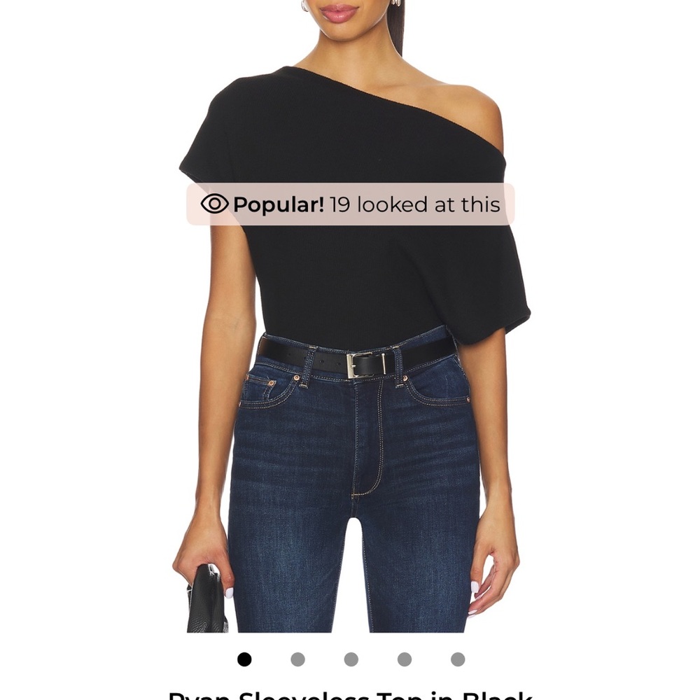 LNA Black One-Shoulder Top